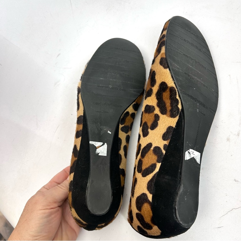Stuart Weitzman Leopard Print Calf Hair Ballet Flats Size 9 Gold Buckle Accent - Picture 9 of 10